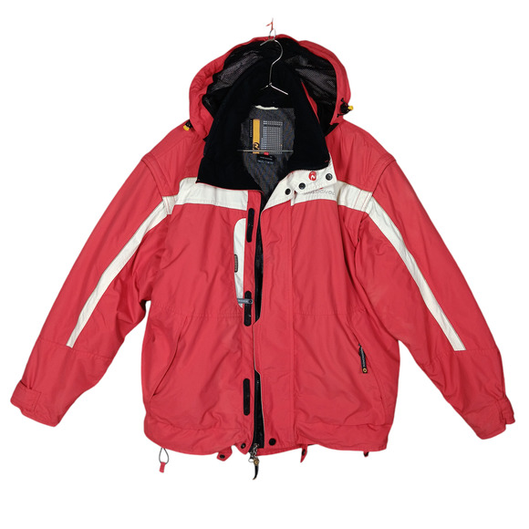 Rossignol Ski Jacket Red and White Size Medium Men's Hooded Zippered Pockets - Picture 4 of 16